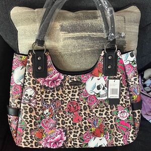 Ed Hardy Skull Print Tote Bag